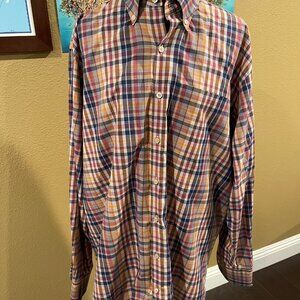 Peter Millar Men's Long Sleeve Multi Plaid Button Down Shirt Size L